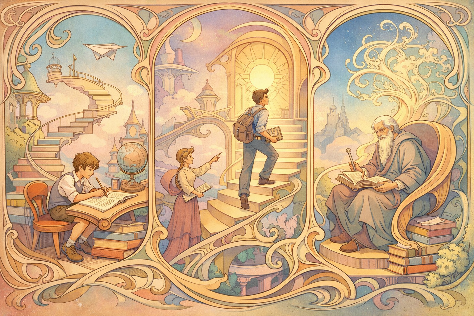 Surreal Art Nouveau Dream Comic Panel