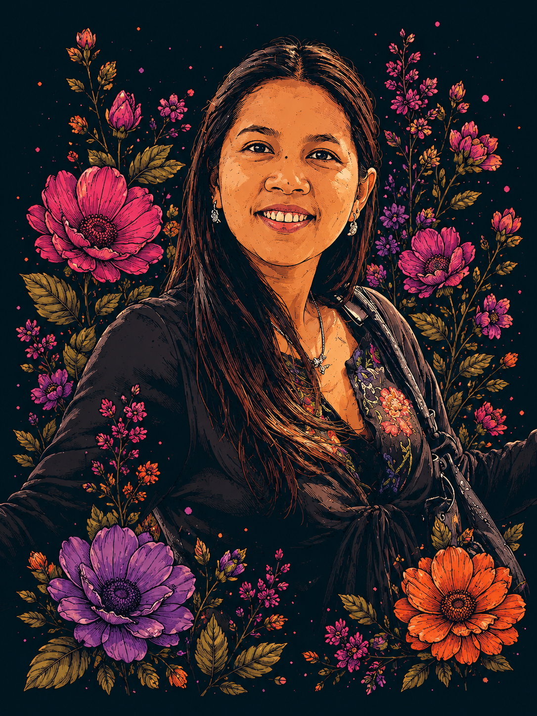 Botanisk gotisk portrætillustration