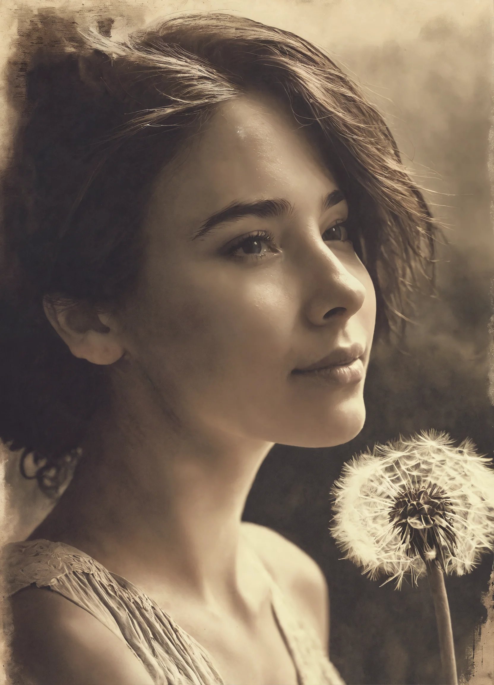 Hopeful Gaze in Coffee Tones